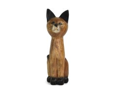Dřevěná dekorace Sedící kočka 38 cm
