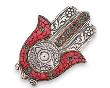 Stojan na vonné tyčinky - Červená Hamsa