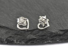 Stříbrné náušnice puzety - Srdce mini