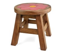 Stolička dřevěná dekor růžový květ - II. jakost