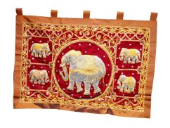 Nástěnný obraz Elephant, flitry, oranžový, červený podklad II