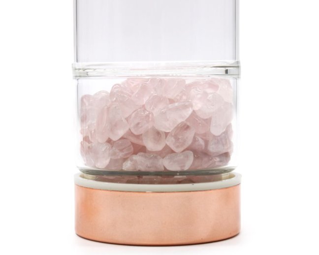 Čajová láhev z křišťálového skla s minerály - Růženín