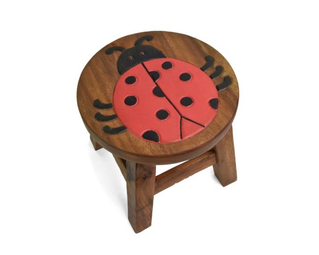 Stolička dřevěná dekor beruška - II. jakost