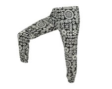 Kalhoty Joga WIN , bavlna, černé, bílé ornamenty