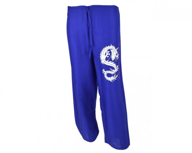 Kalhoty Nippon dlouhé, bavlna, tmavě modré, drak II