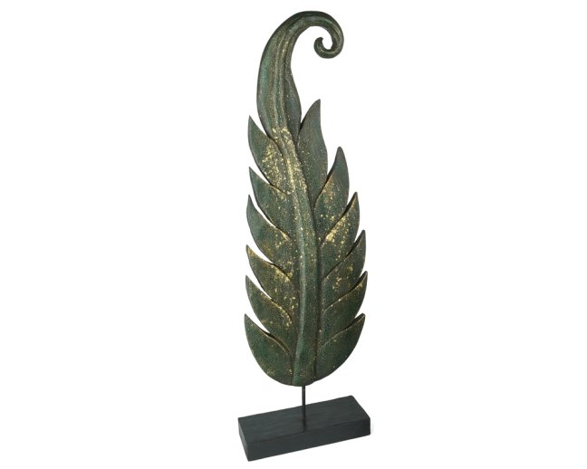 Dřevěná dekorace Twisted Leaf zelená pravá - velká