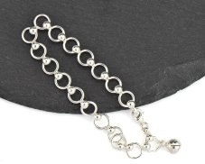 Stříbrný náramek, rolnička velká oka 18 cm