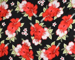 Sarong - Pareo REN, Hibis velký, černý, červený květ, II. jak.