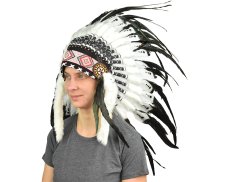 Indiánská čelenka černobílá var. B