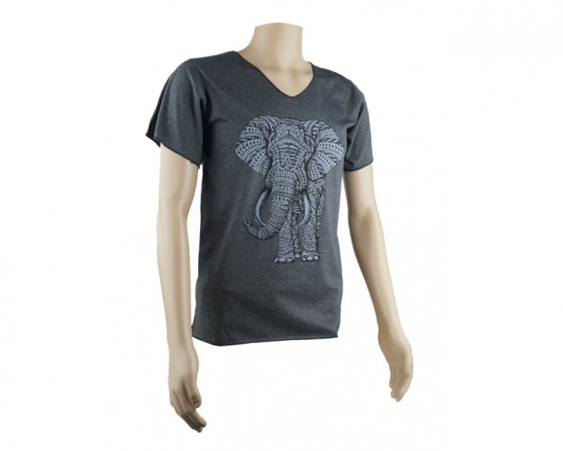 Pánské triko NIDHI s potiskem, slon, šedé, vel. L