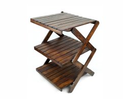 Dřevěný odkládací stolek Levy Triple tmavý 70 cm