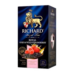 Černý aromatizovaný čaj Richard Royal Goji & Strawberry (25 sáčků) 42,5 g