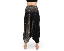 Harémové kalhoty aladin NATSU, paví věž multicolor, černá, bez šňůrky