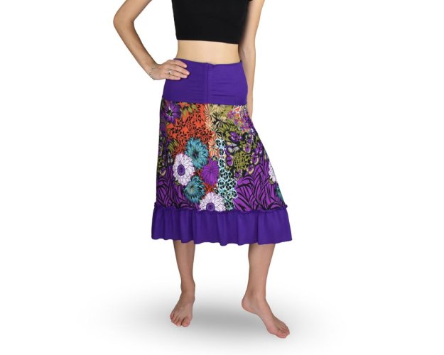 Dámské šaty KOMAL s kanýrem, fialové, květy