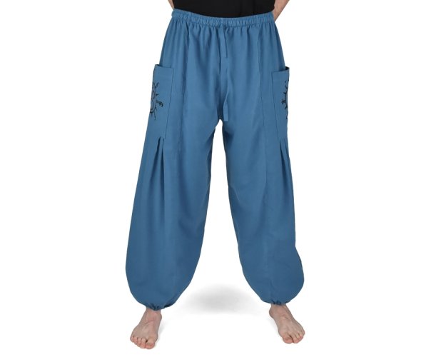 Kalhoty jóga LABHYA, modré, ÓM, II. jakost