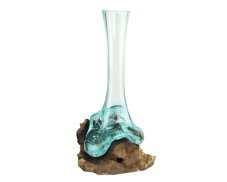 Skleněná váza na dřevě - velká - var. E