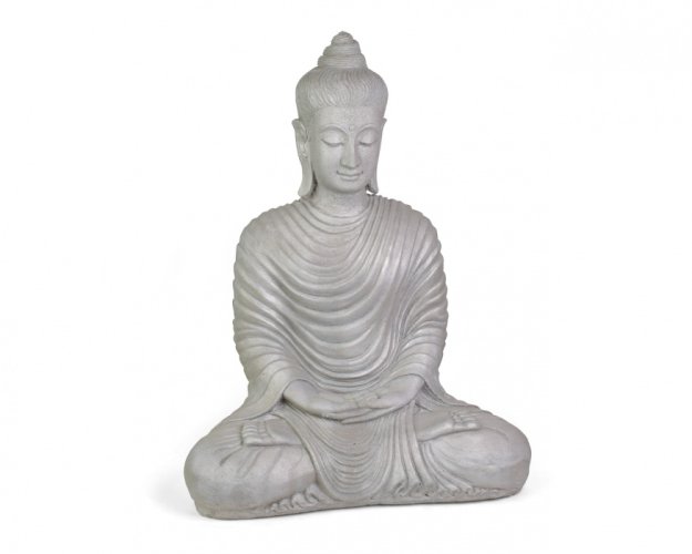 Socha beton Buddha meditující stříbrný 61 cm III