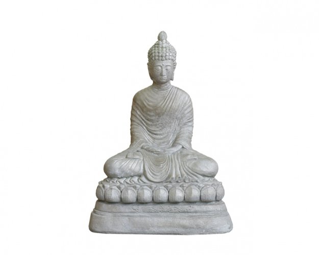 Betonová socha Buddha Dhyana Mudra podstavec malý šedý 38 cm
