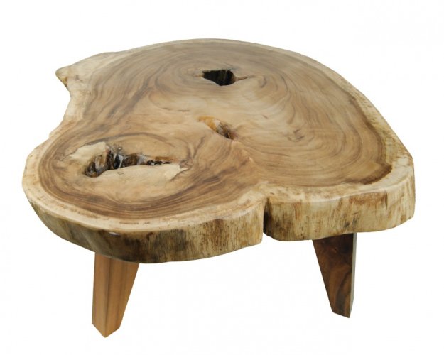Dřevěný konferenční stolek s dřevěnýma nohama 65 x 77 cm
