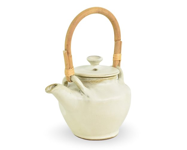 Keramická konev Nai Xian světlá s rákosovým uchem cca 0,4 l