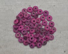 Korálky dřevěné placky Růžové, 10g