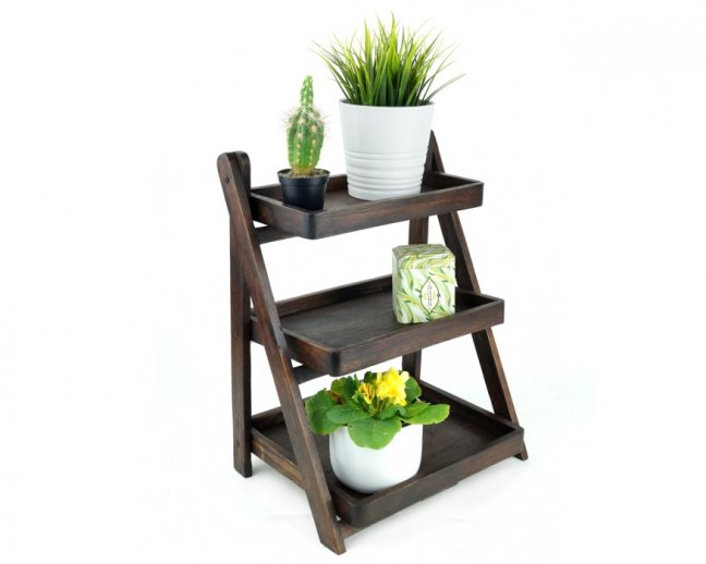 Dřevěný stojan na rostliny Rack tmavý 41 cm