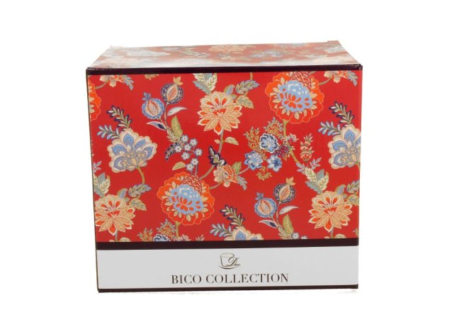 Hrnek XXL ČERVENÝ S KVĚTY 1000 ml