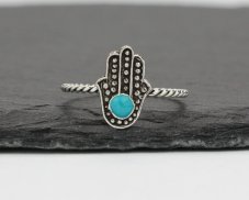 Stříbrný prsten splétaný, Hamsa