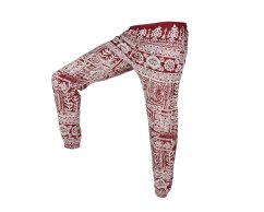 Kalhoty Joga WIN , bavlna, červené, bílé ornamenty