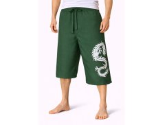 Kalhoty Nippon krátké, bavlna, zelená, drak II, vel. XL