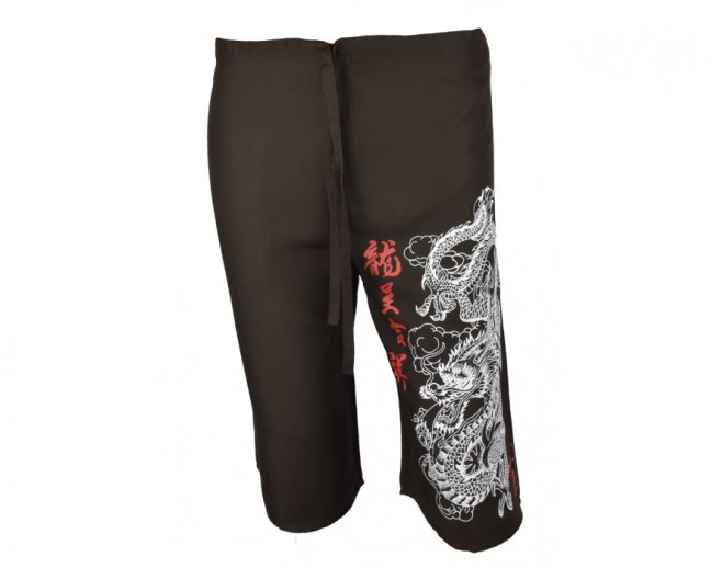 Kalhoty Nippon krátké, bavlna, hnědé, drak