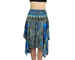 Sukně krátká TUNDE, mandala trojzubec, modrá