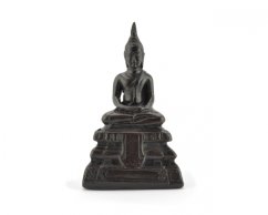 Buddha meditující, pryskyřice, tmavý, 8 cm