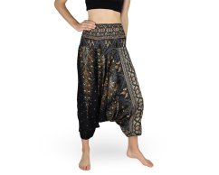 Harémové kalhoty aladin NATSU, paví věž multicolor, černá, bez šňůrky