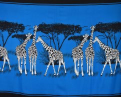Sarong - Pareo ANIMAL, žirafa, světle modrý