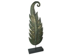 Dřevěná dekorace Twisted Leaf zelená pravá - velká
